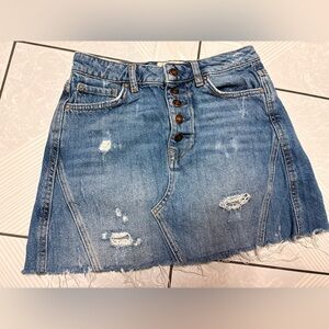 Free People We The Free Blue Distressed Mini Skirt